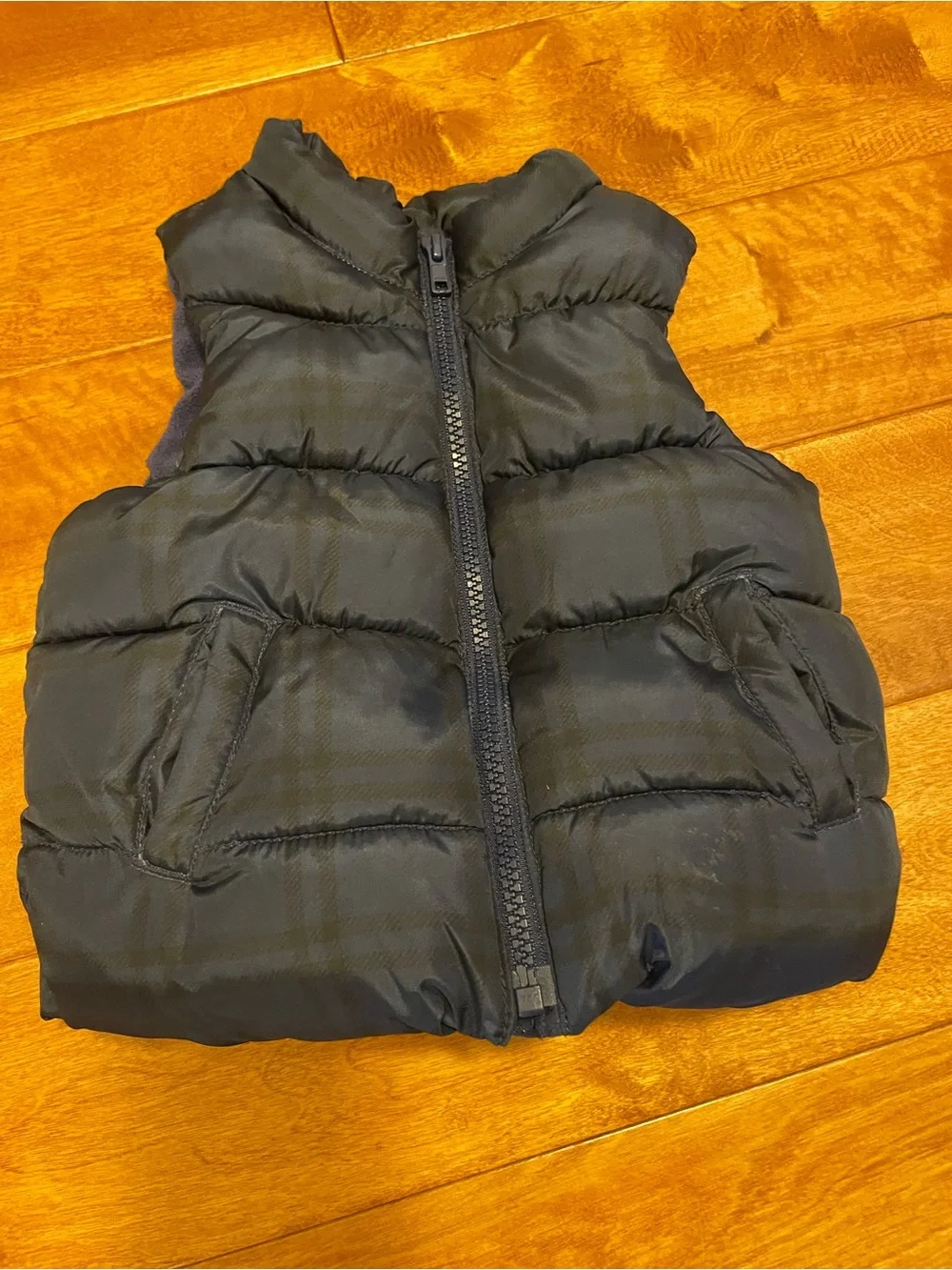 Black/Navy Plaid Puffer Vest